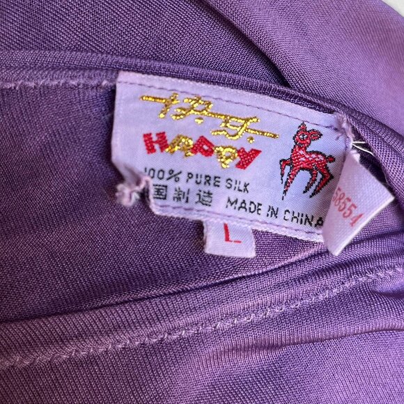 Vintage 90s Hand-Dyed Silk Tee | Purple Gray Grunge Wash | Soft Boxy Fit | S - Picture 8 of 10